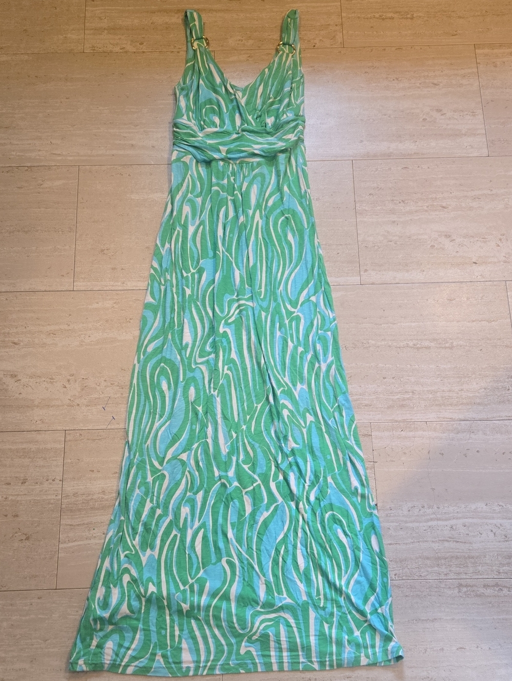 Lilly Pulitzer Green/Blue/White Design Print Maxi Dress